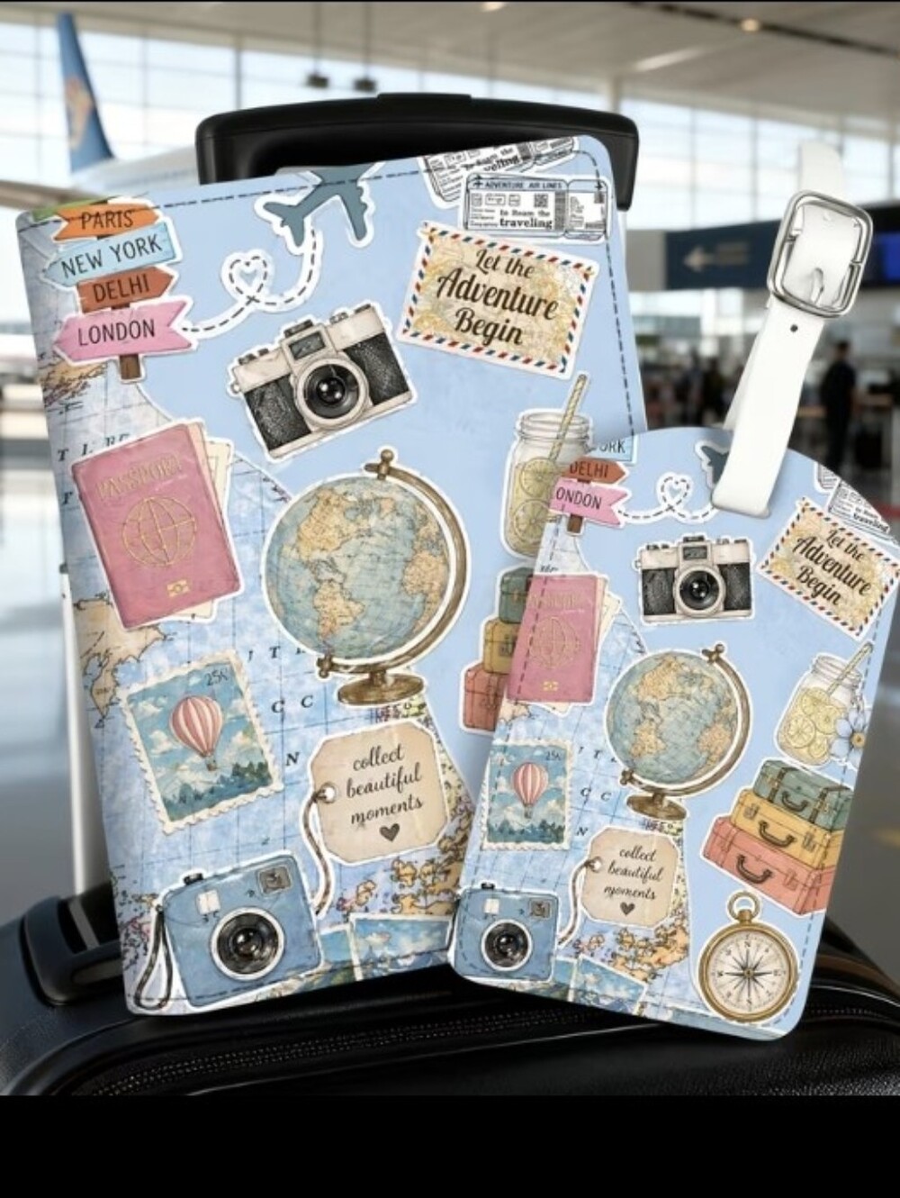Beautiful Travel Passport & Luggage Tag Set NEW